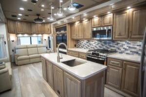 A Luxe Elite 42RL in stock at Luxe Fifth Wheel in Elkhart Indiana.